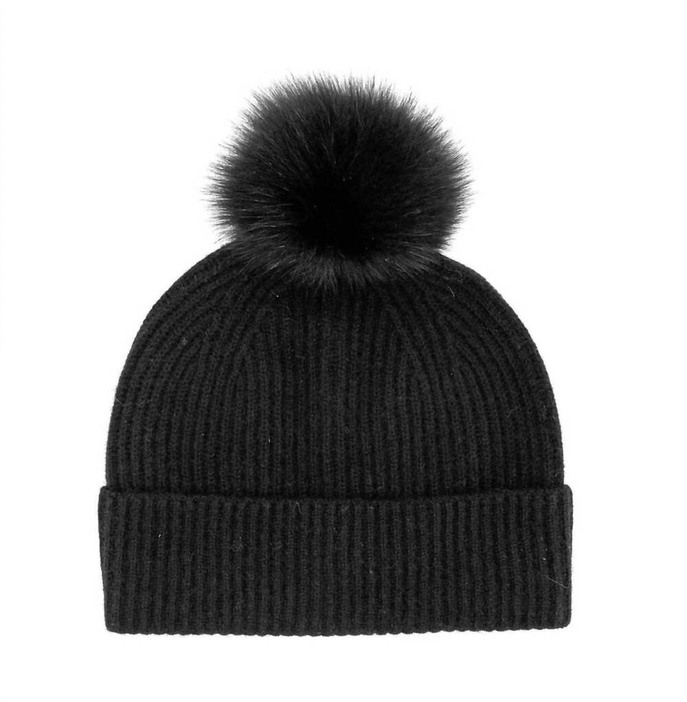 NEW MITCHIE'S MATCHINGS women's knitted cashmere hat in black